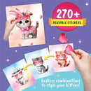 Sticker Dress Up Kitten - Kids Activity Book Learn Fashion Design for Kitten with Guides and 270+ Reusable Stickers. Gift for Girls Ages 5,6,7,8 by TinyTreasures Baby Boutique