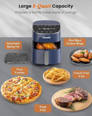 Nuwave Brio Plus Air Fryer 8 Qt, New & Improved, PFAS-FREE, 7 Digital One-Touch Cook Functions that AIR FRY, BAKE, ROAST, DEHYDRATE, TOAST, REHEAT, PREHEAT, 150 Presets, 50°F~400°F (Deep Blue) by CozyNest Decor