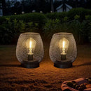 2 Pack Battery Operated Lamp Outdoor Table Lantern,Metal Cage Cordless Lamps with LED Bulb for Weddings Parties Patio Events Indoor Outdoor Patio Bedroom Living Room（Black by GreenHaven Gardens