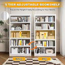 Bookshelf, 5 Tier Bookshelf with Adjustable Shelves, 69" H Tall Bookcase, Metal Bookshelves and Heavy Duty Bookcases for Living Rooms, Home Offices, Library, 10 Minutes Assemble by CozyNest Decor