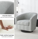 Swivel Barrel Accent Chair, Modern Round Chenille Fabric Arm Chair for Living Room, Bedroom, Comfy Club Reading Chairs for Adults（Chenille Fabric, Light Grey, Set of 1 by CozyNest Decor