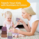 Stacking Cups Baby Toy Educational Cup Stacking Set 8-Pc Stackable Cups with Number Rainbow Nesting Cups for Babies 6-12 Months Stacking Cups for Toddlers 1-3 Perfect for Indoor/Outdoor by TinyTreasures Baby Boutique