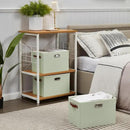 Large 3-Pack Foldable Fabric Storage Bins with Durable PU & Metal Handles, Collapsible Storage Baskets for Shelves, Home Storage, Closet Organizers, Living Room(14.9"x9.8"x9.8", Sage Green) by CozyNest Decor