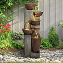 SunJet 5-Tier Cascading Indoor/Outdoor Water Fountain with LED Lights - 39.7" High Large Waterfall Floor Standing Fountain for Garden, Patio, Yard, and Deck Decor - Relaxing Outdoor Water Feature by GreenHaven Gardens