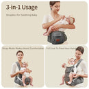 SUNVENO 3 in 1 Ergonomic Baby Carrier with Hip Seat for Newborns and Toddlers, Supports 20 lbs and Up, Waist and Back Relief with Large Weight Capacity for All Season Use, Grey by TinyTreasures Baby Boutique