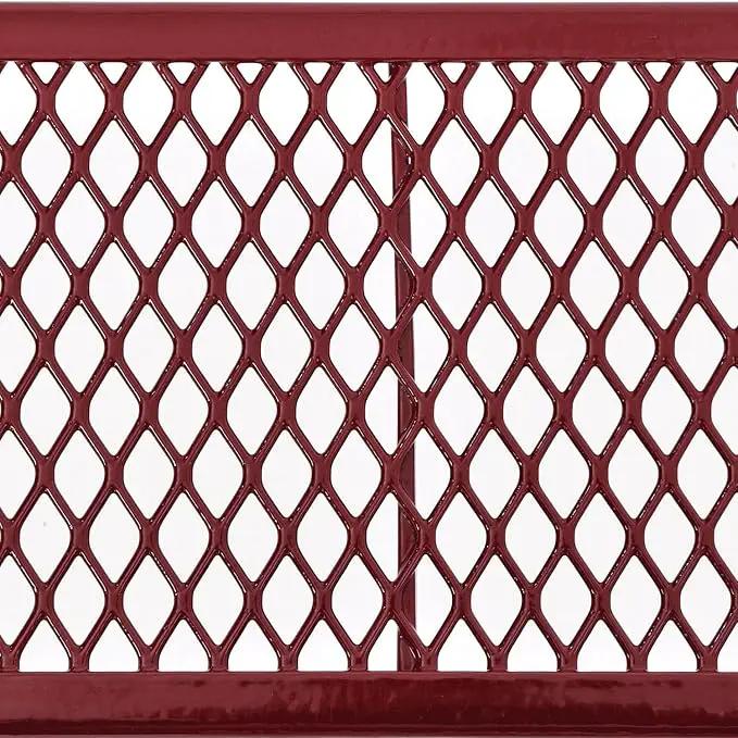Global Industrial 4 ft. Expanded Metal Rectangular Outdoor Steel Picnic Table, Red, photo 9 of 11