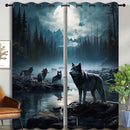 Wolf Blackout Curtains for Boys Girl Bedroom Decor,Dreamy Forest Full Moon Wolf Pack Thermal Insulated Grommet Drapes Darkening Window Curtain for Living Room Home 84x63 inch by TinyTreasures Baby Boutique