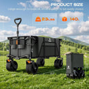 Navatiee Big Wheels Collapsible Wagon Cart Foldable, Heavy Duty Beach Wagon with Silent All-Terrain Wheels, Folding Utility Grocery Cart with Side Pocket and Brakes for Camping Garden Sports, Gray by GreenHaven Gardens