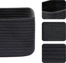 Small Storage Baskets for Organizing | Closet Organizer Bins | Shelf Toy Basket | Woven Rope Baskets | Cube Decorative Box | Shallow Basket | 11.5x7.5x4.7” | 3 Packs Black by GreenHaven Gardens