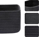 Small Storage Baskets for Organizing | Closet Organizer Bins | Shelf Toy Basket | Woven Rope Baskets | Cube Decorative Box | Shallow Basket | 11.5x7.5x4.7” | 4 Packs Black by CozyNest Decor