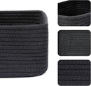 Small Storage Baskets for Organizing | Closet Organizer Bins | Shelf Toy Basket | Woven Rope Baskets | Cube Decorative Box | Shallow Basket | 11.5x7.5x4.7” | 3 Packs Black by TinyTreasures Baby Boutique