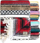 Del Mex Classic Mexican Blanket, Large Authentic Woven Falsa Throw (70"x50"), Artisan Southwest Décor for Beach, Yoga, Outdoors (Red) by CozyNest Decor