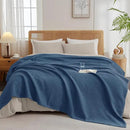 PHF Ultra Soft Waffle Weave Blanket King Size 104"x 90"- Washed Lightweight Breathablee Cozy Woven Blanket - Great for Couch Bed Sofa Home Car - Navy Blue by CozyNest Decor
