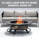 42 Inch Fire Pit with 2 Cooking Grates, Outdoor Wood Burning BBQ Grill Firepit Bowl with Cover Lid, Steel Round Table for Backyard Bonfire Patio Picnic (Black, 42) by GreenHaven Gardens