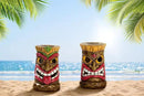 TERESA'S COLLECTIONS Tiki Head Garden Decor with Solar Outdoor Light, Set of 2 Tropical Hawaiian Tiki Torch Resin Christmas Decorations Garden Sculptures & Statues Yard Decor Thanksgiving Gifts 6" by GreenHaven Gardens