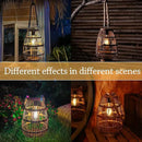 pearlstar Outdoor Solar Lanterns Light Rattan Natural Lantern with Handle for Hanging or Table Lamp for Patio Yard Garden Wedding Home Decoration, Edison Bulb, Auto on/Off(Style 1)