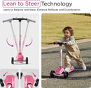 KUB Toddler Scooter for Kids Ages 2+, 3 Wheel Kick Scooter with LED Light-Up Wheels, Adjustable Height Handlebar, Lean-to-Steer, Anti-Slip Deck, Easy-Fold Design, Gift for Boys and Girls by TinyTreasures Baby Boutique