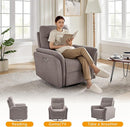 Power Recliner Chair Swivel Glider, Electric Rocking Recliner Chairs with USB and Type-C Ports, Nursery Chair Recliner for Living Room, Bedroom, Apartment（Light Brown） by TinyTreasures Baby Boutique