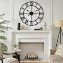 CLXEAST Silent 24 Inch Wall Clocks for Living Room Decor, Large Black Metal Roman Numeral Wall Clocks for Modern Farmhouse Home Decor,House Warming Gifts New Home by CozyNest Decor
