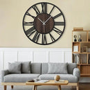 LEIKE 32" Oversized Large Wall Clocks,Silent,Non Ticking,Battery Operated Modern Round Big Wood Decorative Metal Wall Clock for Living Room, Bedroom,Kitchen,Farmhouse,Office Decor - Black,32 Inch by CozyNest Decor