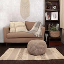 REDEARTH Round Pouf Ottoman - Hand Knitted Cable Boho Poof Home Décor Pouffe Circular Footrest for Living Room - Nursery - Bedroom - Lounge 100% Cotton (19.5"x19.5"x14") - Beige Ivory by CozyNest Decor