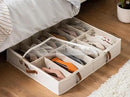 StorageWorks Shoe Organizer Under Bed for Closet, 2-Pack Ultra-thick Fabric Shoe Storage Containers with Bottom Support and Adjustable Dividers, Fits up to 24 Pairs, Beige by CozyNest Decor