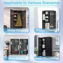 Metal Storage Cabinet with Lock Door, 75" Tall Garage Storage Cabinet with Hanging Rod, Broom Closet Bathroom Storage Cabinet, Cleaning Tool Cabinet by CozyNest Decor