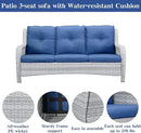 Wicker Patio Furniture Sets - 13 Piece Outdoor Rattan Furniture Conversation Sets with 4 Swivel Rocker Chairs, 2 Rattan Sofas, Wicker Ottomans and Coffee Table, Light Grey/Blue by GreenHaven Gardens