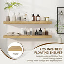 36 Inch Floating Shelves, 3D Textured Wood Grain, 36"x9.25"x1.5" Inch Deep Floating Shelves for Wall, Wooden Shelves for Bathroom, Bedroom, Living Room, Natural by CozyNest Decor