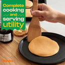 Riveira Dark Bamboo Wooden Spoons for Cooking 6-Piece, Apartment Essentials Wood Spatula Spoon Nonstick Kitchen Utensil Set Premium Quality Housewarming Gifts for Everyday Use by CozyNest Decor
