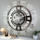 The Gears Clock Real Moving Gear Wall Clock England Line (White Farmhouse, 24 inches (60 cm)) by CozyNest Decor