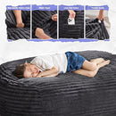 Hobestluk 3FT Bean Bag Chairs Adult Bean Bag with Portable Handle Comfy Large Bean Bag Chair with Removable Cover for Living Room Bedroom or Reading Nook (Stripe Dark Grey, 3FT) by TinyTreasures Baby Boutique