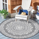 Pauwer Waterproof Outdoor Rug 6ft, Reversible Plastic Straw Patio Camping Rug, Indoor Outdoor RV Mat Carpet for Deck, Camper, Porch, Balcony, Backyard, Picnic, Floral Grey by GreenHaven Gardens