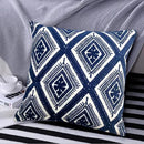 Alysheer Embroidered Decorative Throw Pillow Covers 18x18 inches Set of 2 Pieces, Boho Geometric Modern Chic Classic Pattern Cotton Cushion Cases for Sofa Couch Bed Living Room(Navy Blue) by CozyNest Decor
