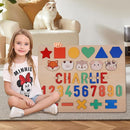 Personalized Name Puzzle for Toddlers 1-3 Wooden Alphabet Shape Number Blocks Personalized Baby Gifts 1st Birthday for Girls & Boys Preschool Educational Montesorri Toys for 1 Year Old 2 3 4 5 by TinyTreasures Baby Boutique