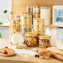 Extra Large Glass Flour and Sugar Storage Containers with Airtight Lid,132 floz x1 & 65 floz x1 [Set of 2] Big Glass Jars with Bamboo Lids, Air Tight Food Jar for Cereal, Pasta, Rice, Coffee by CozyNest Decor