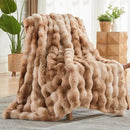 NEWCOSPLAY Faux Fur Throw Blanket Tie-dye Beige Luxury Fluffy Thick Warm Bubble Blanket for Couch Sofa Bed 700GSM (Tie-dye Beige, Throw(50"x60")) by CozyNest Decor