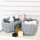 Sea Team 3-Pack Rectangle Woven Cotton Rope Storage Baskets with Handles, Shelf Basket, Closet Organizers, 3-in-1, Gray by CozyNest Decor