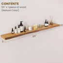 Floating Shelves for Wall Decor, Rustic Solid Elm Wood Live Edge Floating Shelves Wall Mounted, Wall Shelves with Invisible Bracket for Living Room Bathroom Bedroom Kitchen, 55 Inch, Natural by CozyNest Decor