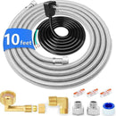 Dishwasher Installation Kit - 10 FT Stainless Steel Dishwasher Hose with 3/8" Compression Connections,Food Grade PEX Inner Tube Dishwasher Water Supply Line with Elbows,Adapters and 6 FT Power Cord by CozyNest Decor
