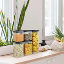Urban Green Glass Jars with Black Bamboo Lids, food storage sets with airtight black lids, Glass Canisters Sets, Kitchen Organizing Jars (5 Sets of 27oz, 38oz, 66oz) by CozyNest Decor