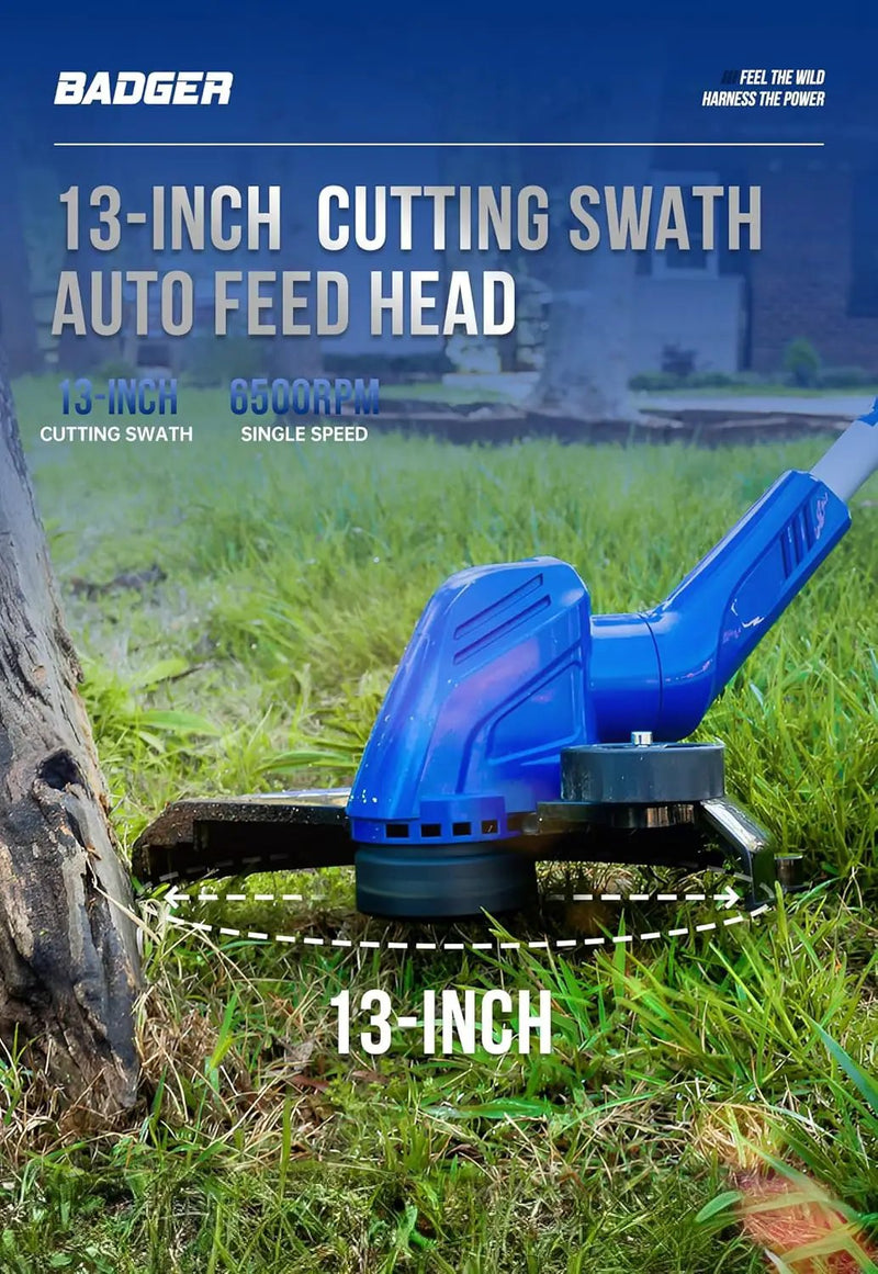 WILD BADGER POWER 40V Weed Wacker & Leaf Blower, Wheeled Edger Kit Electric with 2Ah Battery & Charger, String Trimmer, Lightweight, Adjustable Telescopic Shaft, Easy to Use and Convert, photo 3 of 6