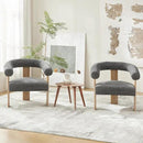 VKNOW Accent Chair Living Room Chair Set of 2, Modern Upholstered Armchair with Solid Wood Legs, Comfy Barrel Arm Chairs for Living Room Bedroom, Dark Grey by CozyNest Decor