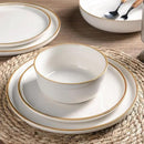 GBHOME Ceramic Dinnerware Sets for 4, 12 Pieces Stoneware Plates and Bowls Sets, Scratch Resistant Dishes, Dishwasher & Microwave Safe, Reactive Glaze-White by CozyNest Decor