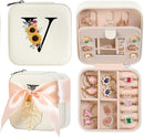 AYGXU Travel Jewelry Box for Women and Girls - Small Case With Initial A-Z - Teacher Gifts by TinyTreasures Baby Boutique