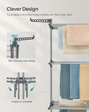 SONGMICS Clothes Drying Rack Stand 4-Tier, Foldable Laundry Drying Rack 68.1-Inch Tall, Steel, Rolling Clothes Horses Dryer Rack, Easy to Assemble, Indoor Outdoor Use, Dove Gray ULLR701G01 by TinyTreasures Baby Boutique