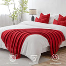 MIULEE Red Knitted Throw Blanket for Couch Boho Textured Cozy Woven Blanket with Tassels for Sofa Chair Bed Living Room Acrylic Wave Pattern 60"x80" by CozyNest Decor