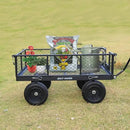 BILT HARD 880 lbs 10" Flat Free Tires Steel Garden Cart with 180° Rotating Handle and Removable Sides, Heavy Duty 4 Cu.Ft Capacity Utility Garden Carts and Wagons, Black by GreenHaven Gardens