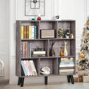 LEYAOYAO 8 Cube Bookshelf,Farmhouse Bookcase with Legs,Modern Dirty Grey Mid-Century Bookshelves,Large 3 Tier Open Storage Organizer Shelf, Retro Wood Display Book Case by CozyNest Decor