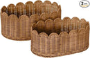 BEBE BASK Premium Scalloped Basket Set Of 2 - Scallop Basket - 16 x 10 x 7 Inch - Hand-Woven Elegant Wicker With Scalloped Edge - Nursery Storage (Mocca) by GreenHaven Gardens